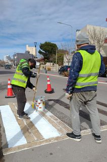 Repintado de cruces peatonales en Av. Majluf